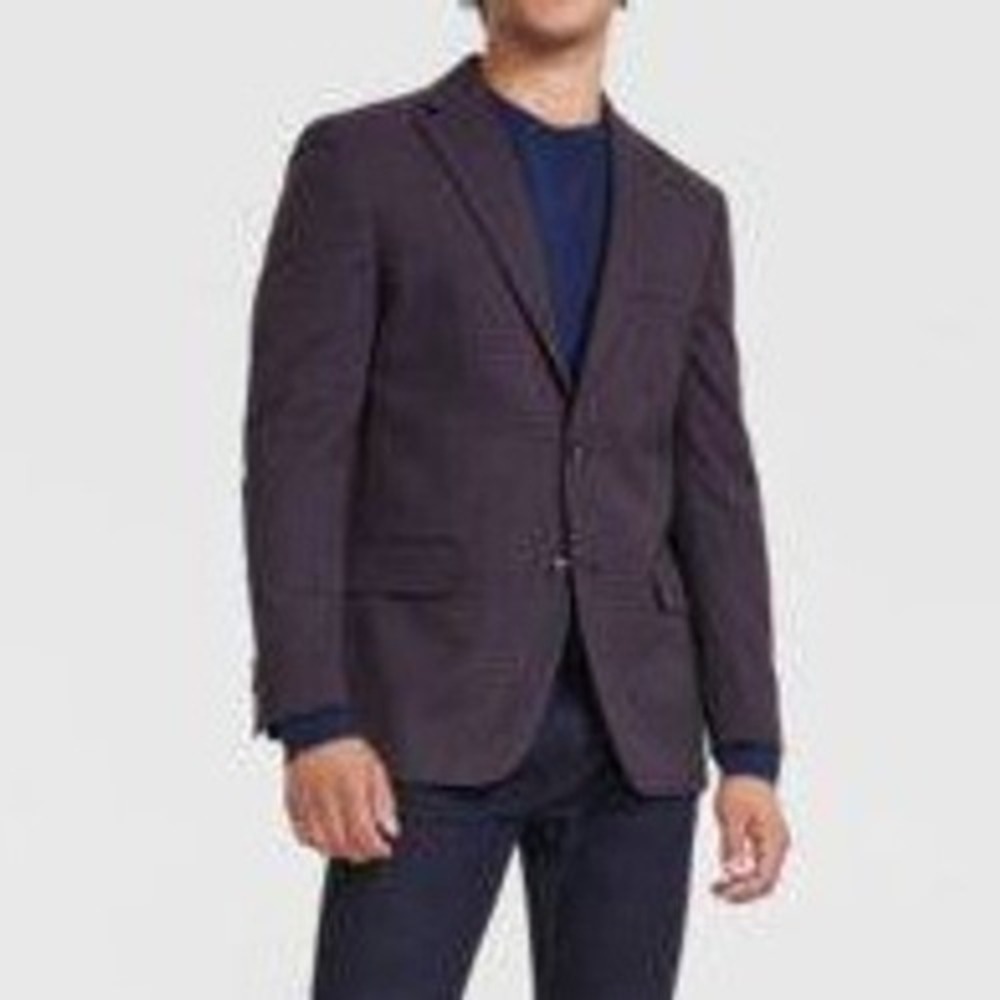 Tommy Hilfiger Conrad Sport Coat Mens 38S 38‎ Short Purple Plaid TH Flex Office - Picture 2 of 12